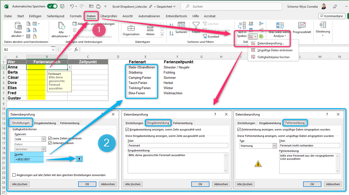 Excel leicht gemacht Teil Dropdown Menü TurnKey Services AG